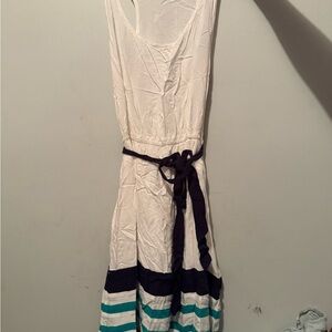 Ya Los Angeles White and Blue Striped Dress with Belt